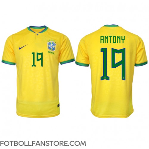Brasilien Antony #19 Hemma matchtröja VM 2022 Kortärmad Billigt